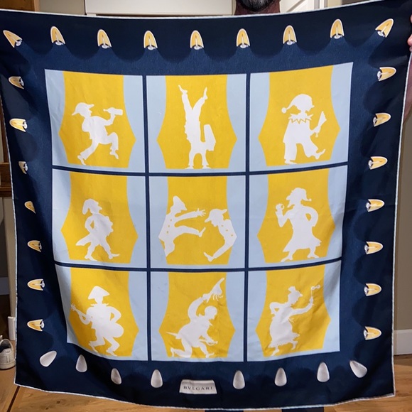 ๐ฎ๐น BVLGARI VINTAGE Italian Luxury Silk Scarf BULGARI x Davide Pizzigoni Shawl - Picture 3 of 14